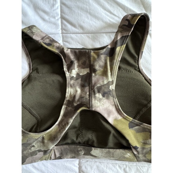 Lululemon Tough Train High-Neck Bra Medium Support Heritage Camo Size 10 New - Picture 10 of 11
